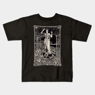 Art Nouveau Lady (black/cream) Kids T-Shirt